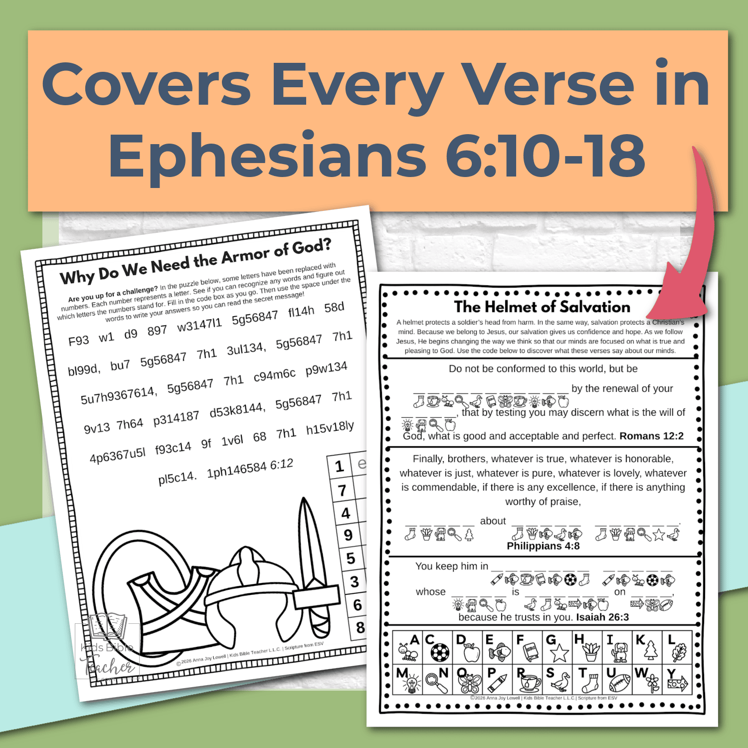 Armor of God Bible Activity Pages for 2nd - 6th Graders - Ephesians 6:10-18