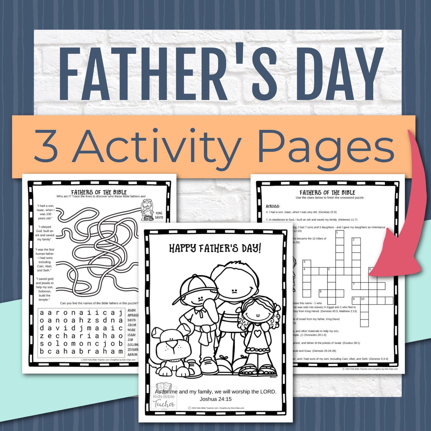 Fathers Day Worksheets Bible Activity Pages for Kids