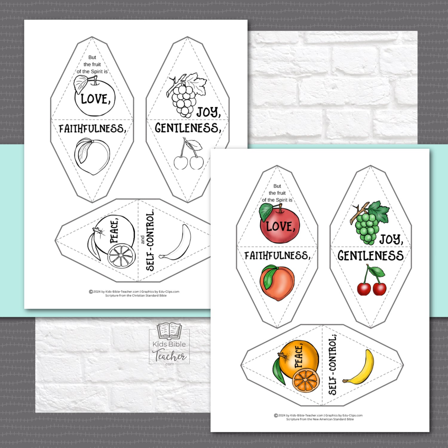 Fruit of the Spirit 3D Paper Craft for Kids featuring Galatians 5:22-23