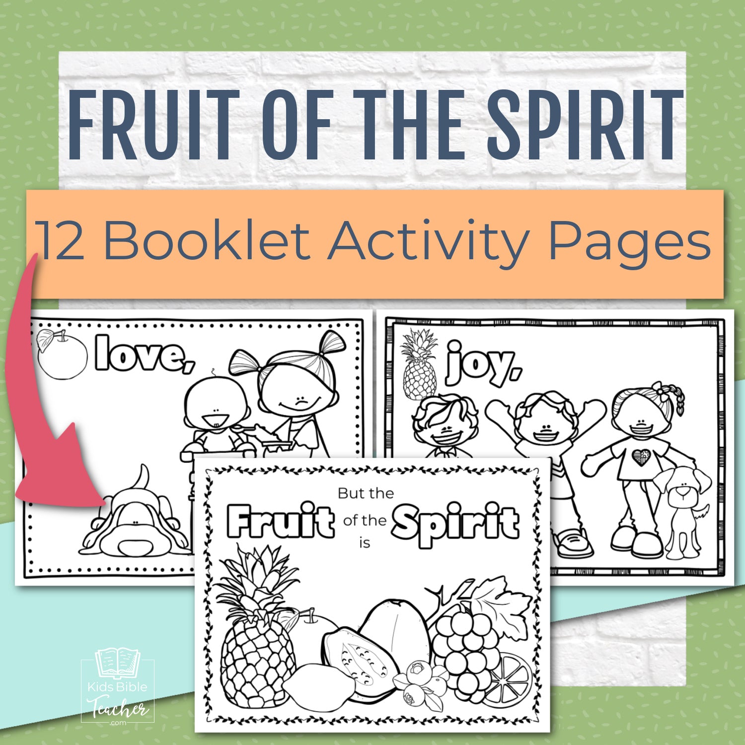 Fruit of the Spirit Activity Booklet Pages and Mini Cards in Black and White