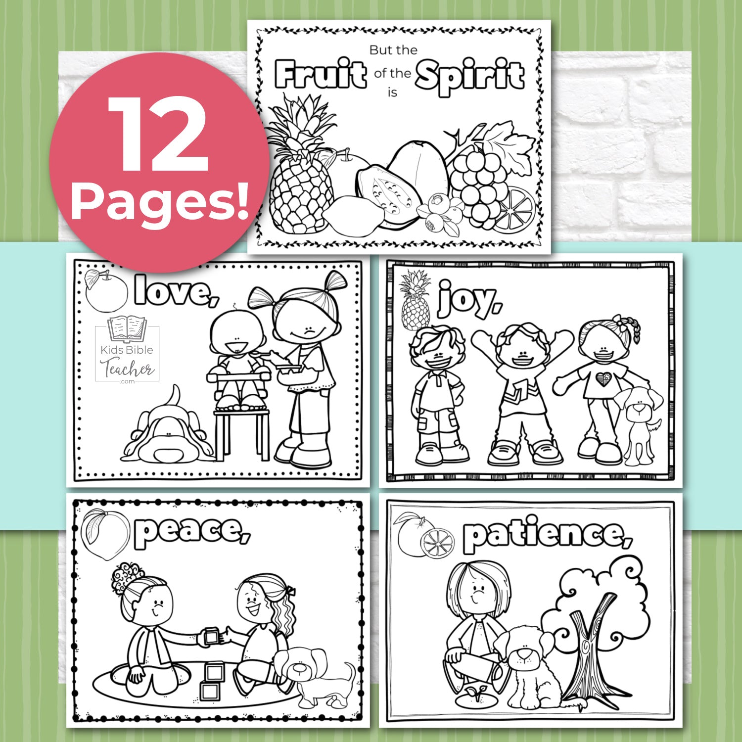 Fruit of the Spirit Activity Booklet Pages and Mini Cards in Black and White
