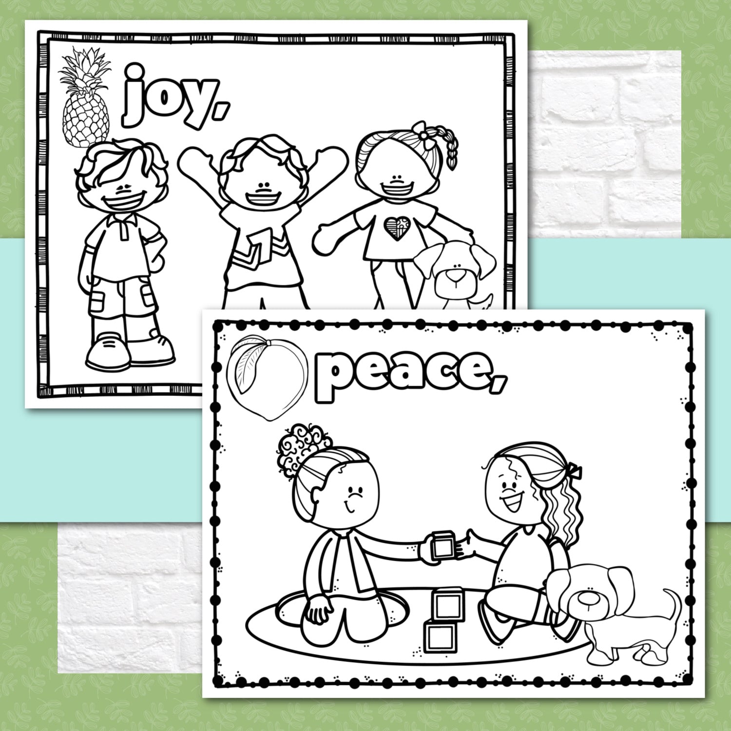 Fruit of the Spirit Activity Booklet Pages and Mini Cards in Black and White