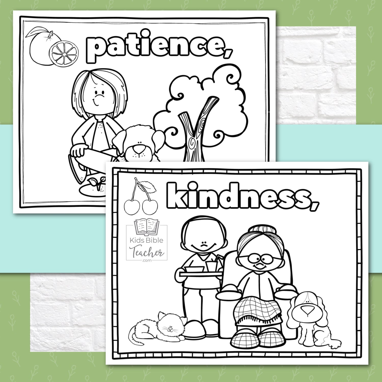 Fruit of the Spirit Activity Booklet Pages and Mini Cards in Black and White