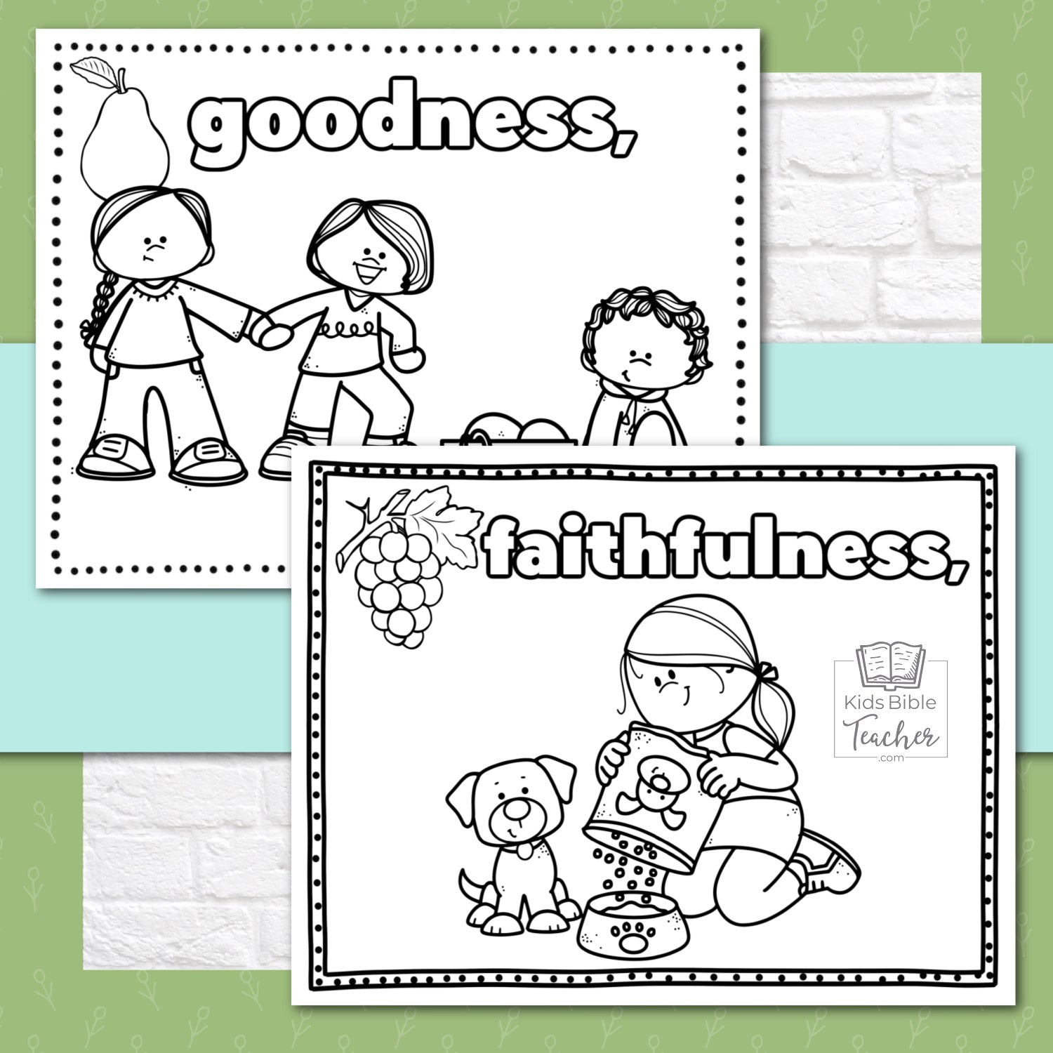 Fruit of the Spirit Activity Booklet Pages and Mini Cards in Black and White