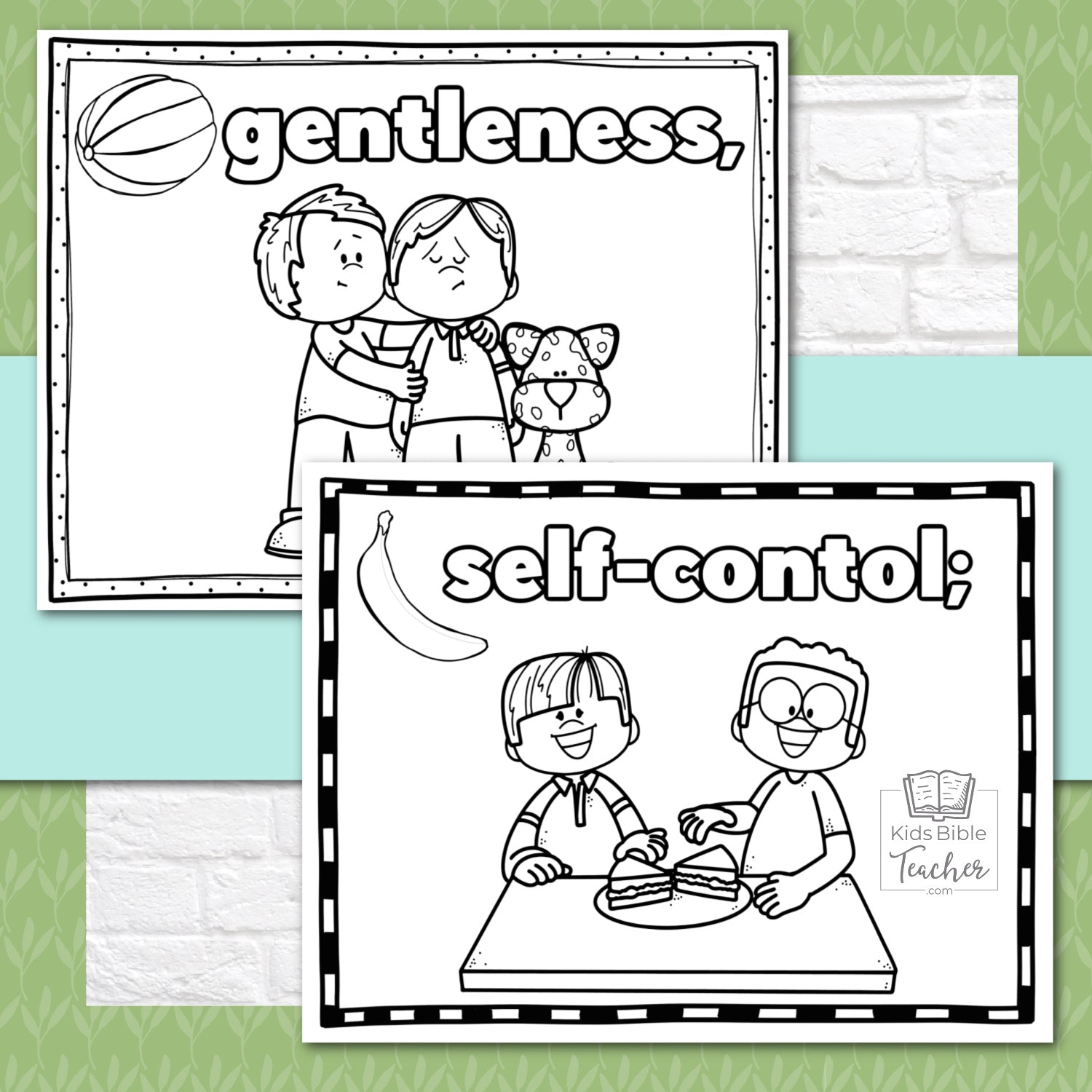Fruit of the Spirit Activity Booklet Pages and Mini Cards in Black and White