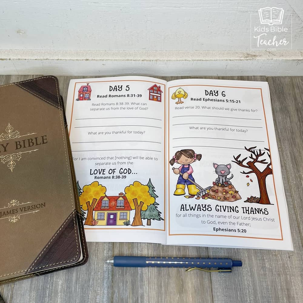 Gratitude Journal Pages with Thanksgiving Bible Verses, UNDATED Version