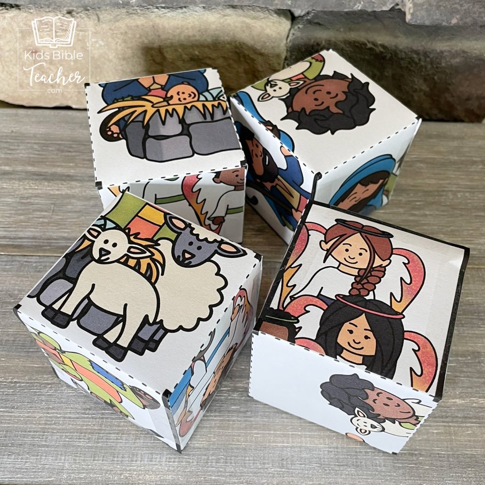 Shepherds and Angels Bible Puzzle Cube Christmas Nativity Craft