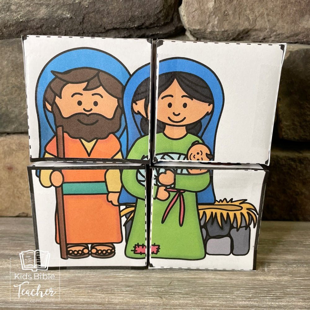 Shepherds and Angels Bible Puzzle Cube Christmas Nativity Craft