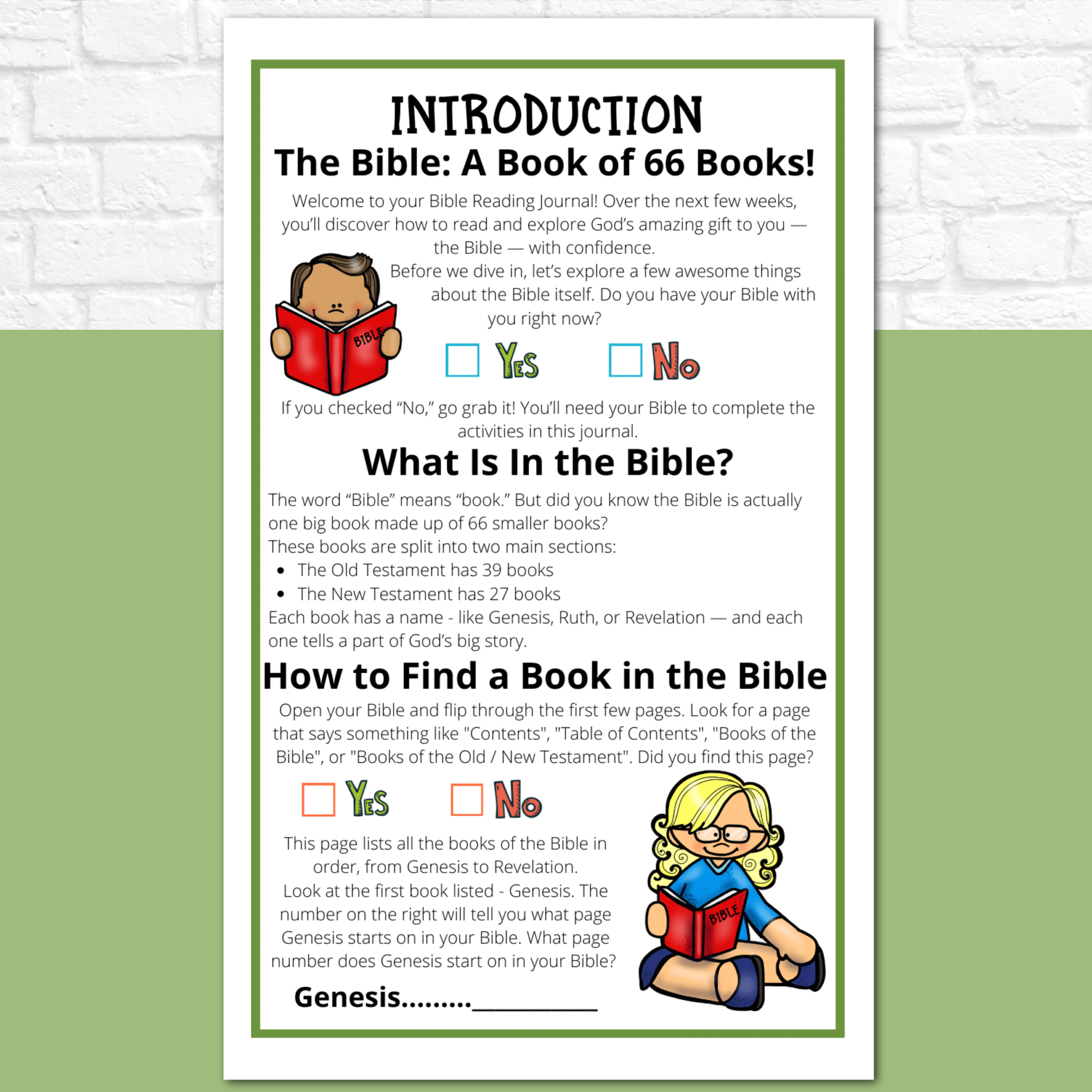 Introduction to the Bible Journal for Elementary Kids