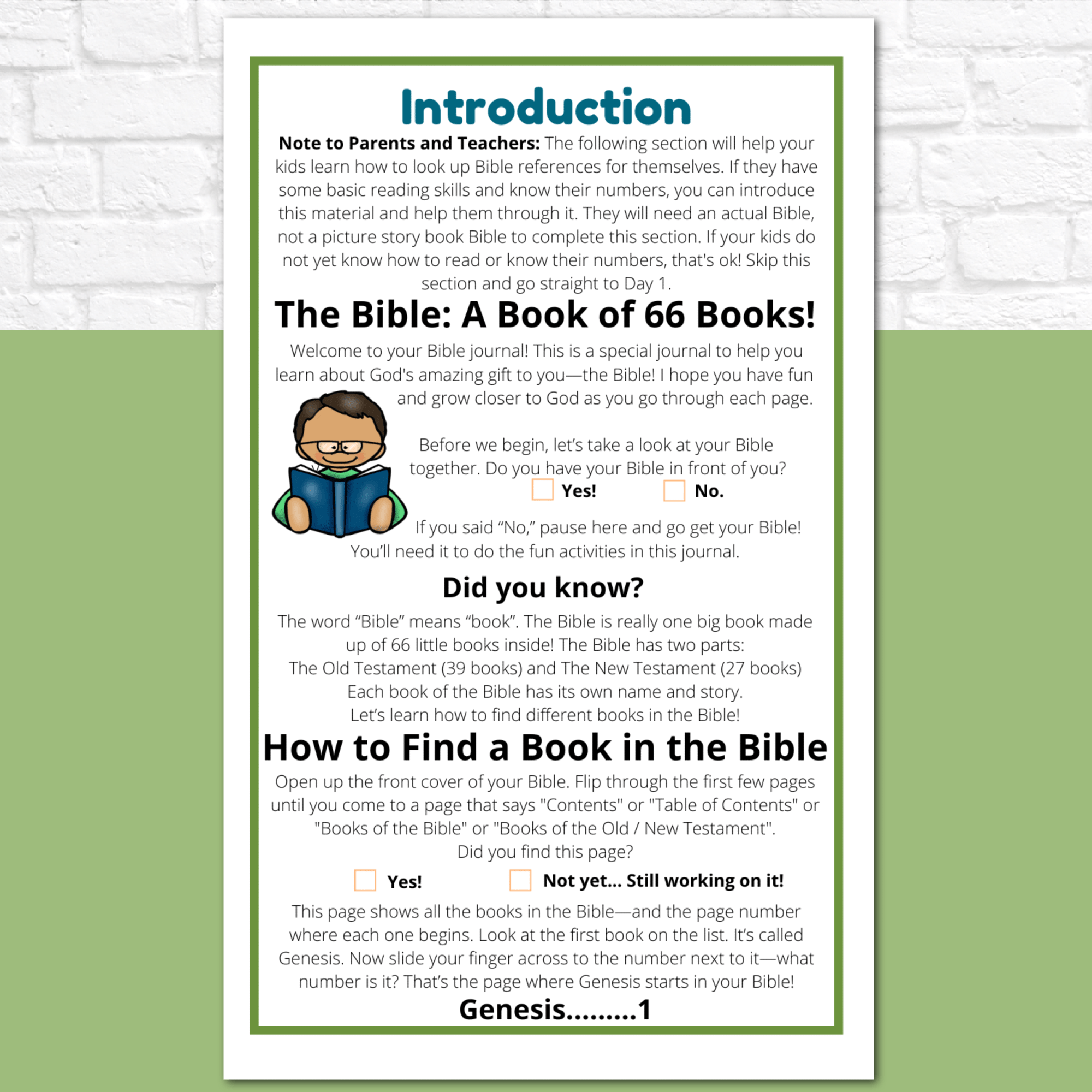 Introduction to the Bible Journal for Preschoolers and Early Readers