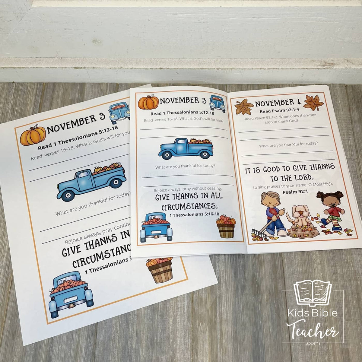 Gratitude Journal Pages with Thanksgiving Bible Verses, NOVEMBER Edition