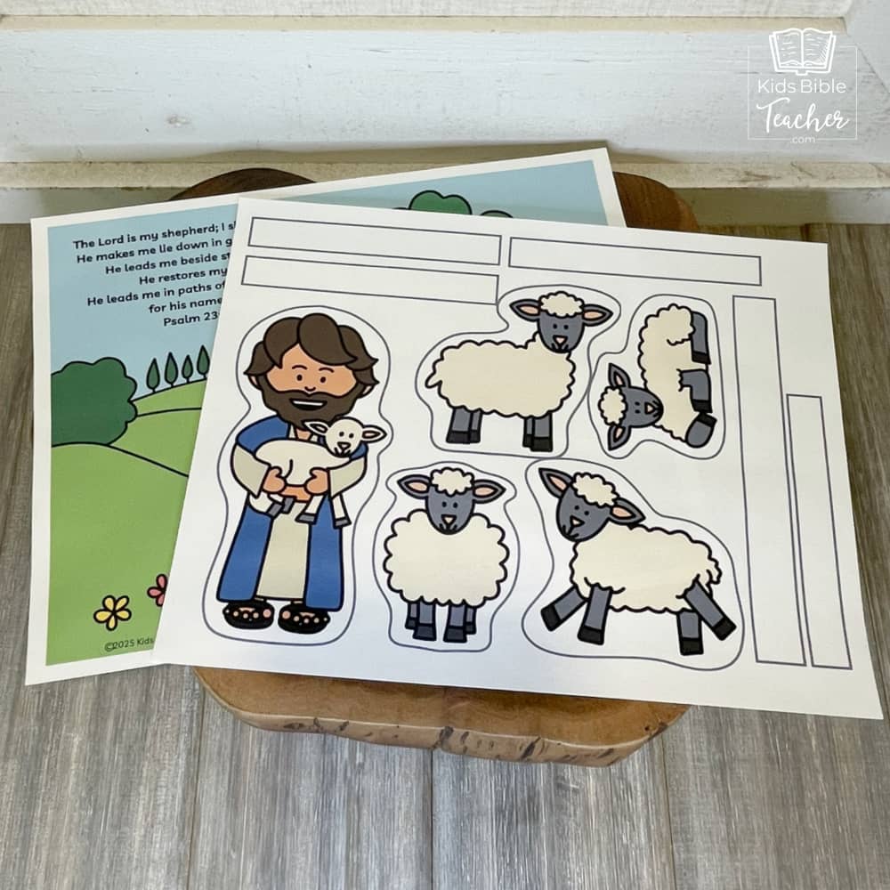 Psalm 23 Bible Craft for Kids | Stand Up Shepherd Sheep Paper Dolls | Bible Stick Puppets