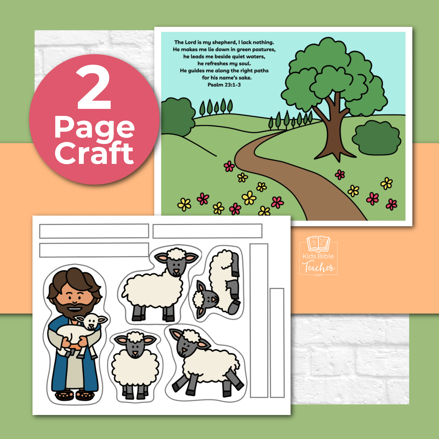 Psalm 23 Bible Craft for Kids | Stand Up Shepherd Sheep Paper Dolls | Bible Stick Puppets