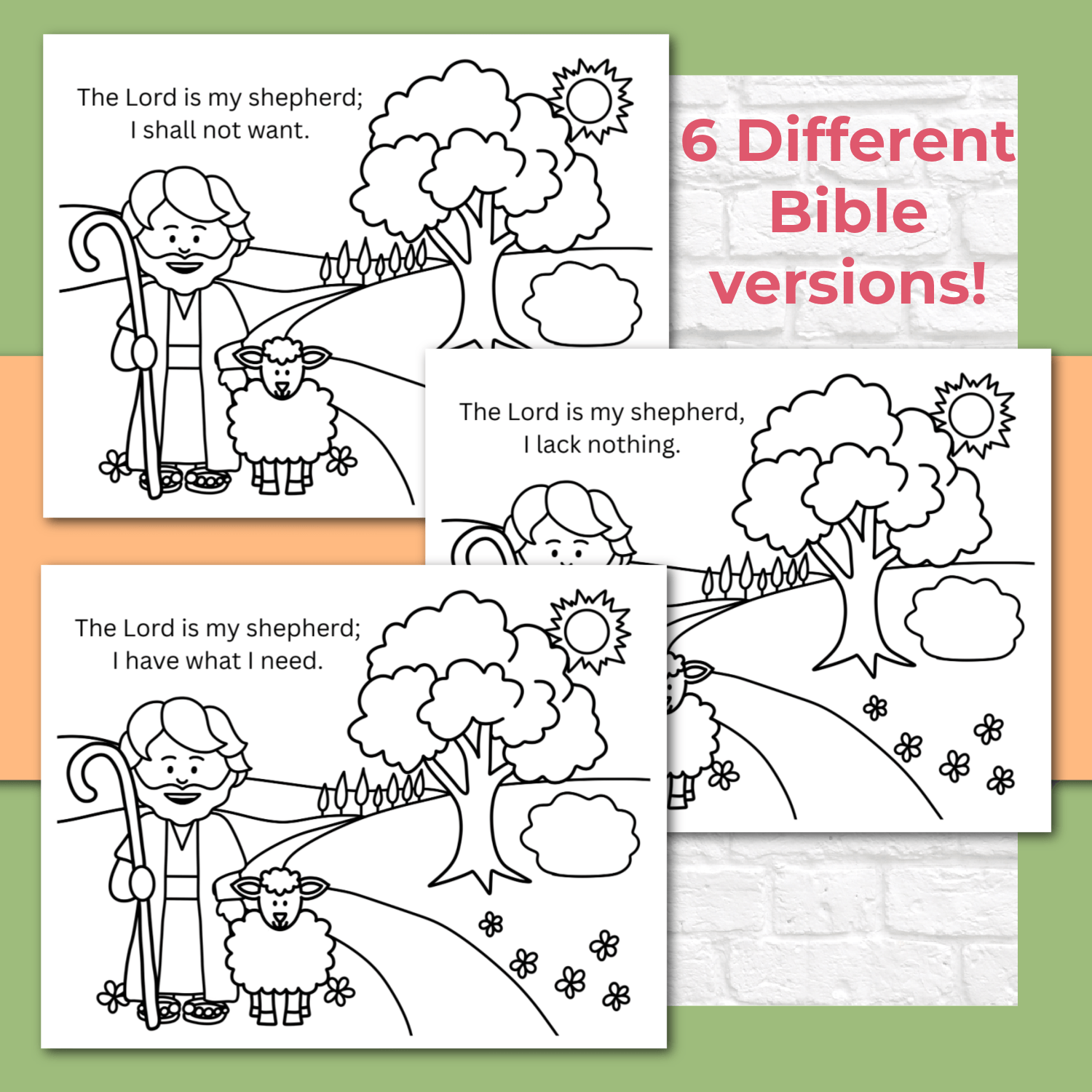 Psalm 23 Coloring Pages and Mini Cards