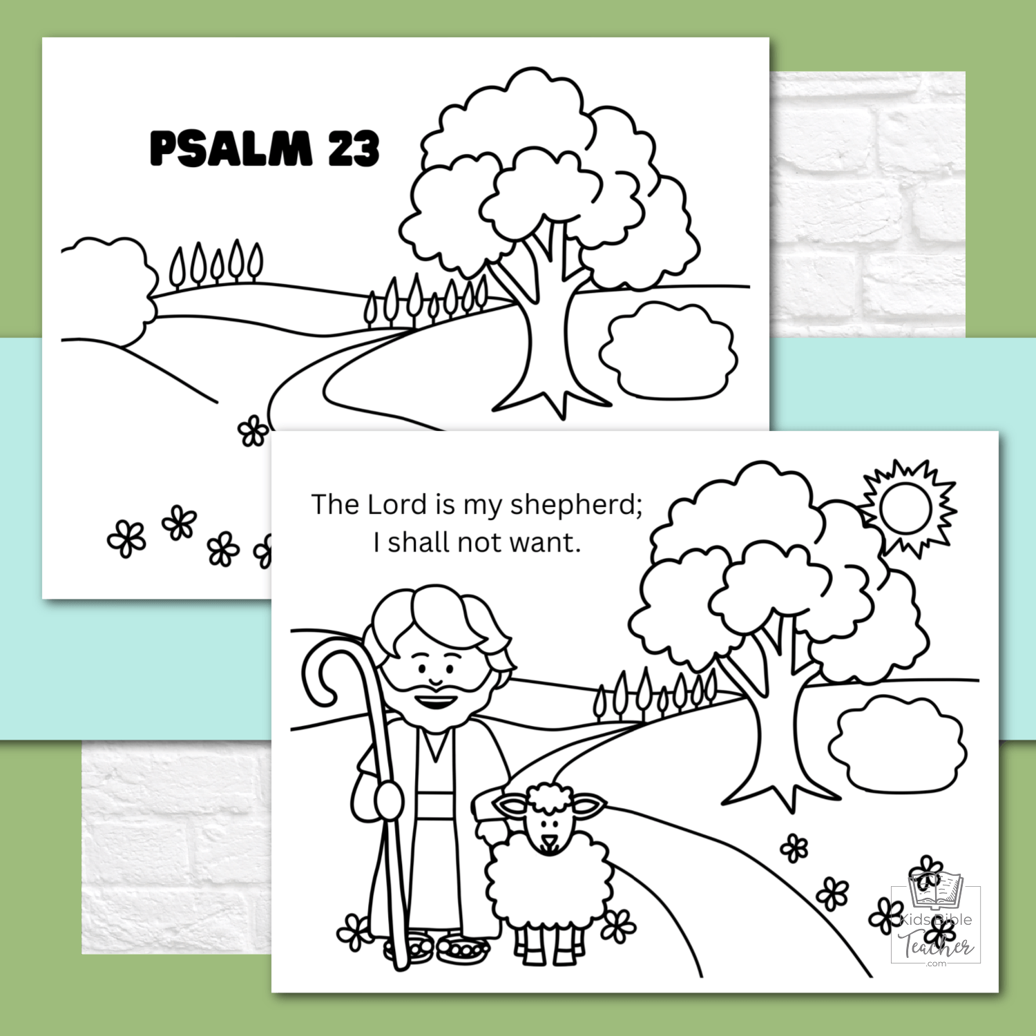 Psalm 23 Coloring Pages and Mini Cards