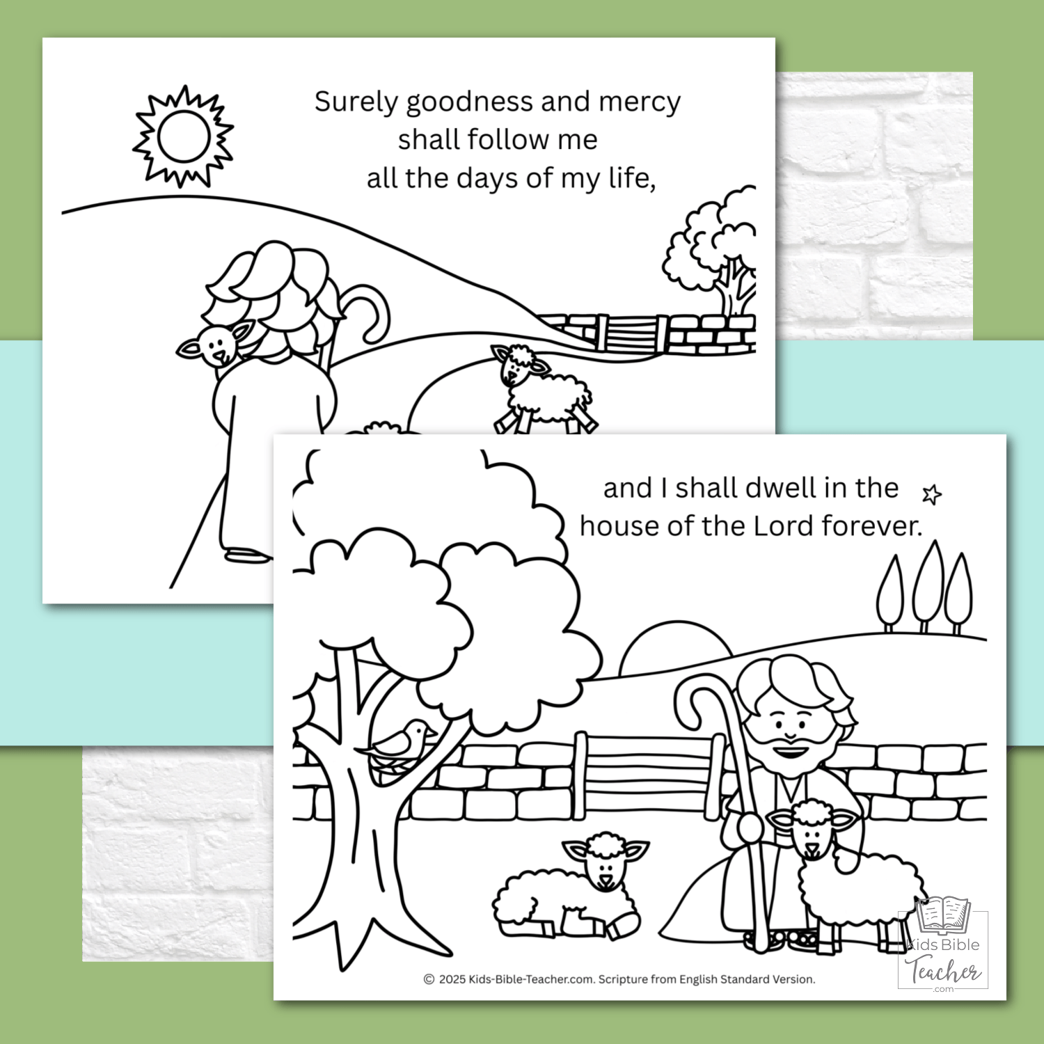 Psalm 23 Coloring Pages and Mini Cards