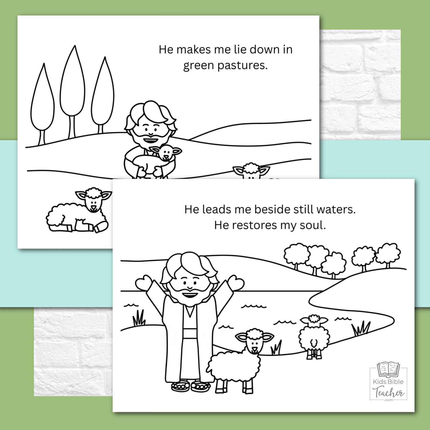 Psalm 23 Coloring Pages and Mini Cards