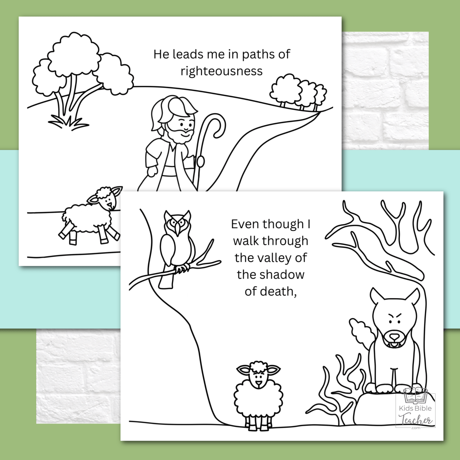 Psalm 23 Coloring Pages and Mini Cards