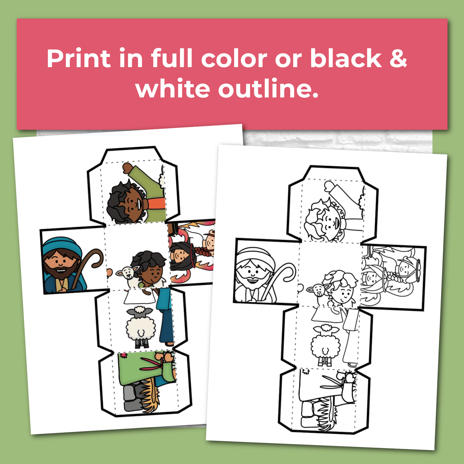 Shepherds and Angels Bible Puzzle Cube Christmas Nativity Craft