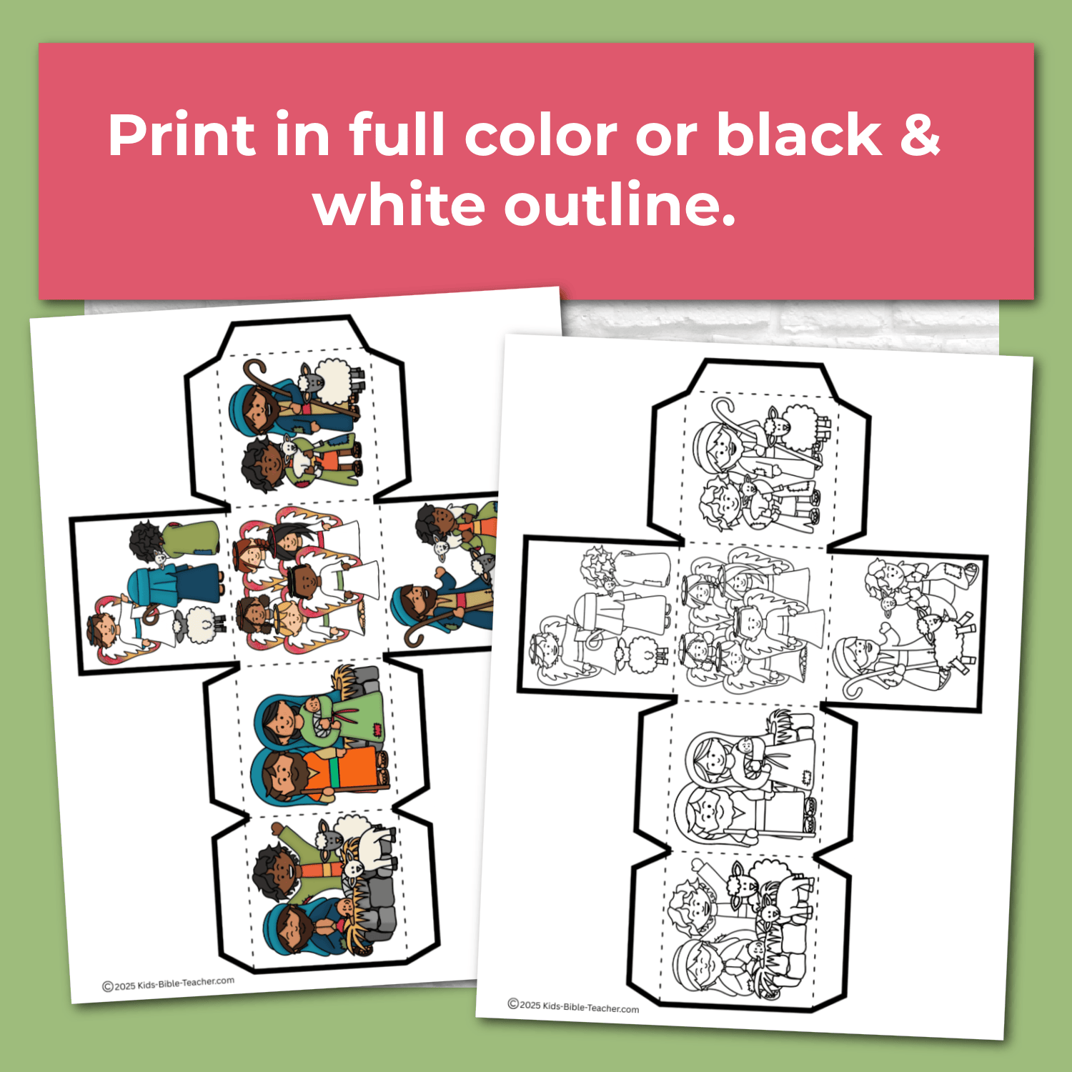 Shepherds and Angels Bible Story Cube Christmas Nativity Craft