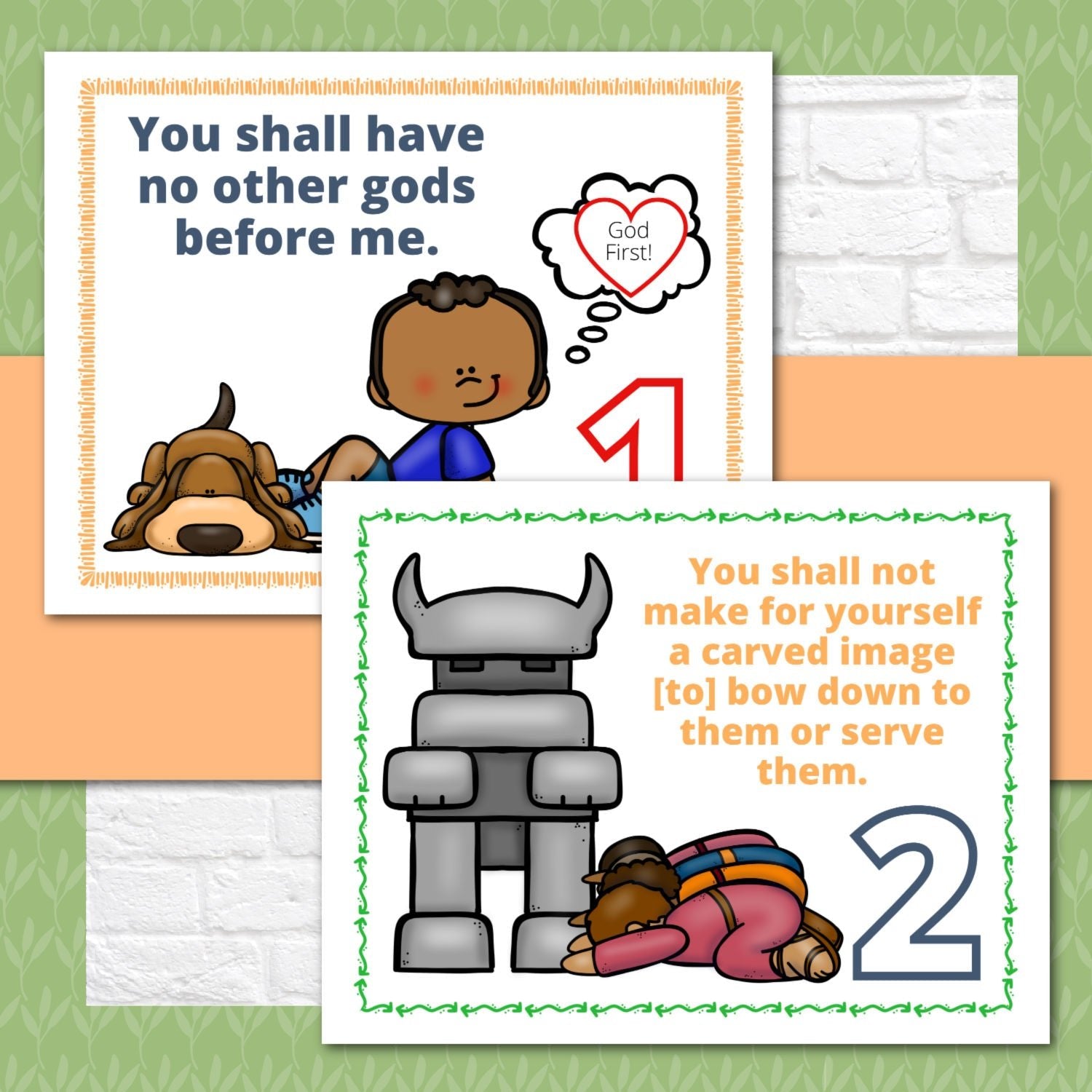 Ten Commandments Teaching Posters and Mini Cards for Protestants