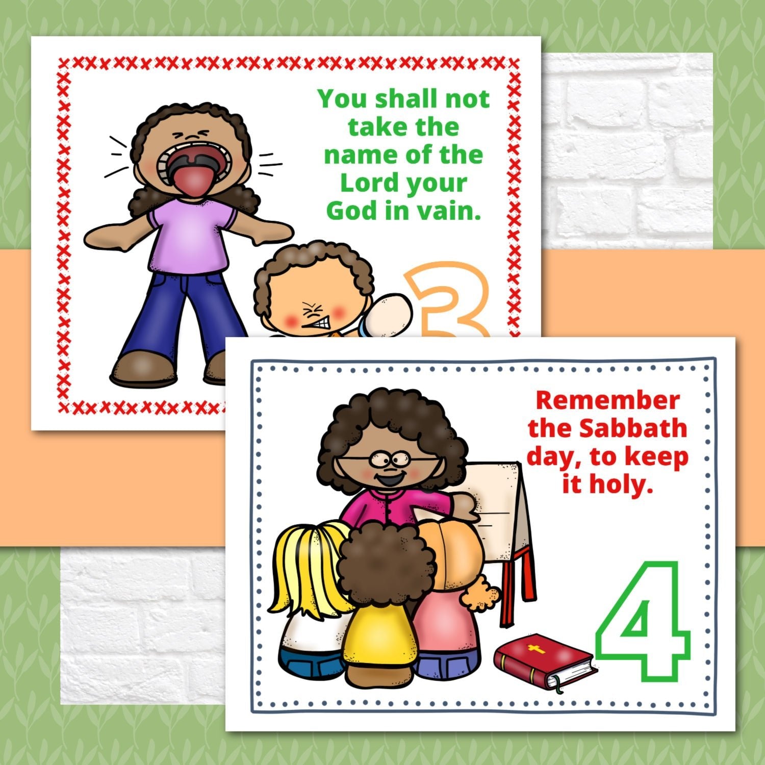 Ten Commandments Teaching Posters and Mini Cards for Protestants