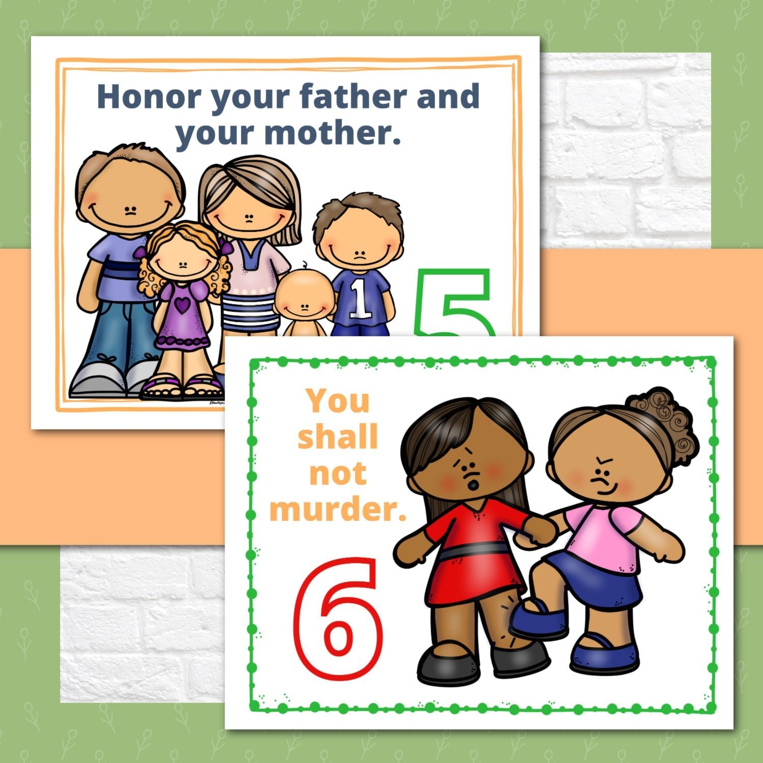 Ten Commandments Teaching Posters and Mini Cards for Protestants