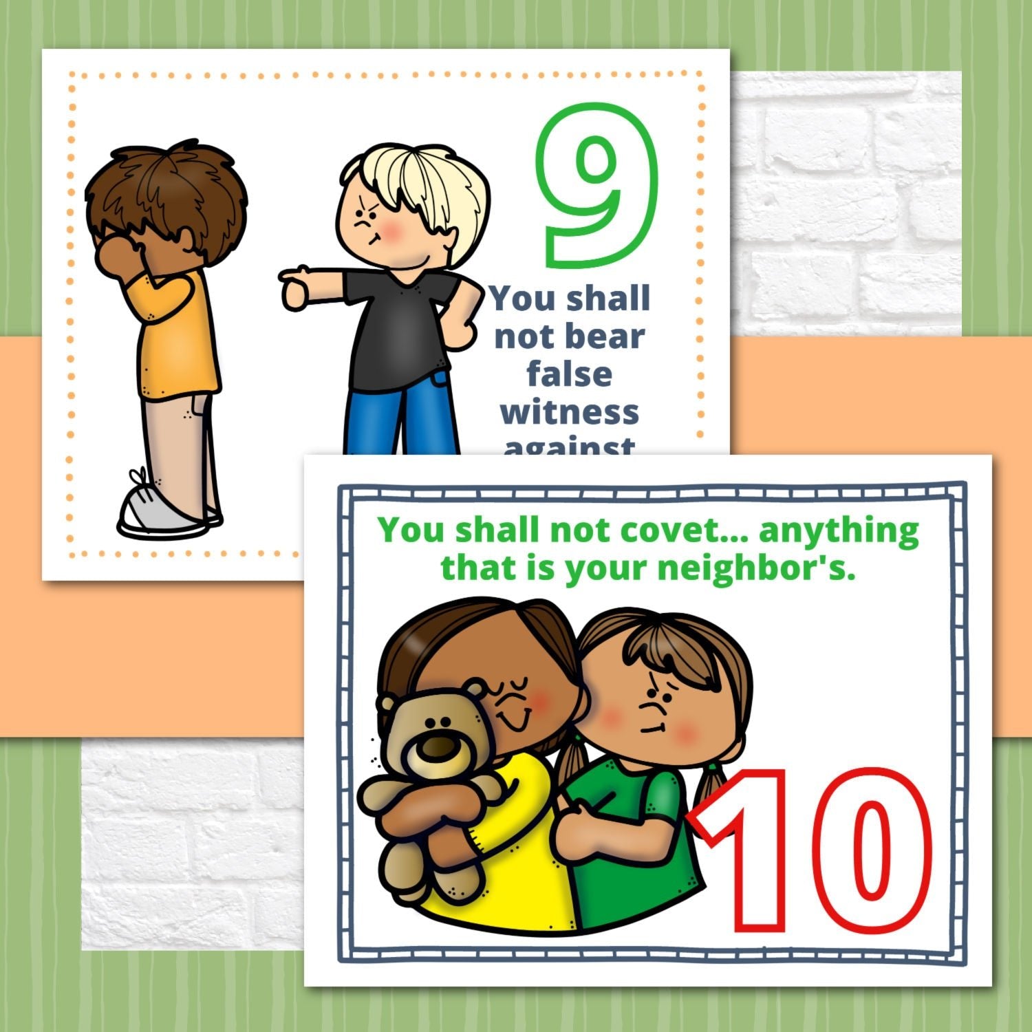 Ten Commandments Teaching Posters and Mini Cards for Protestants