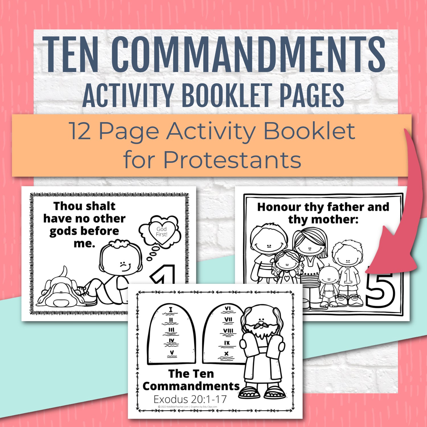 Ten Commandments Activity Booklet Pages for Protestants