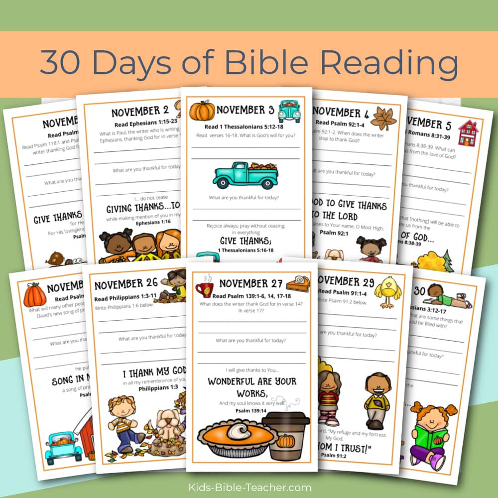 Gratitude Journal Pages with Thanksgiving Bible Verses, NOVEMBER Edition