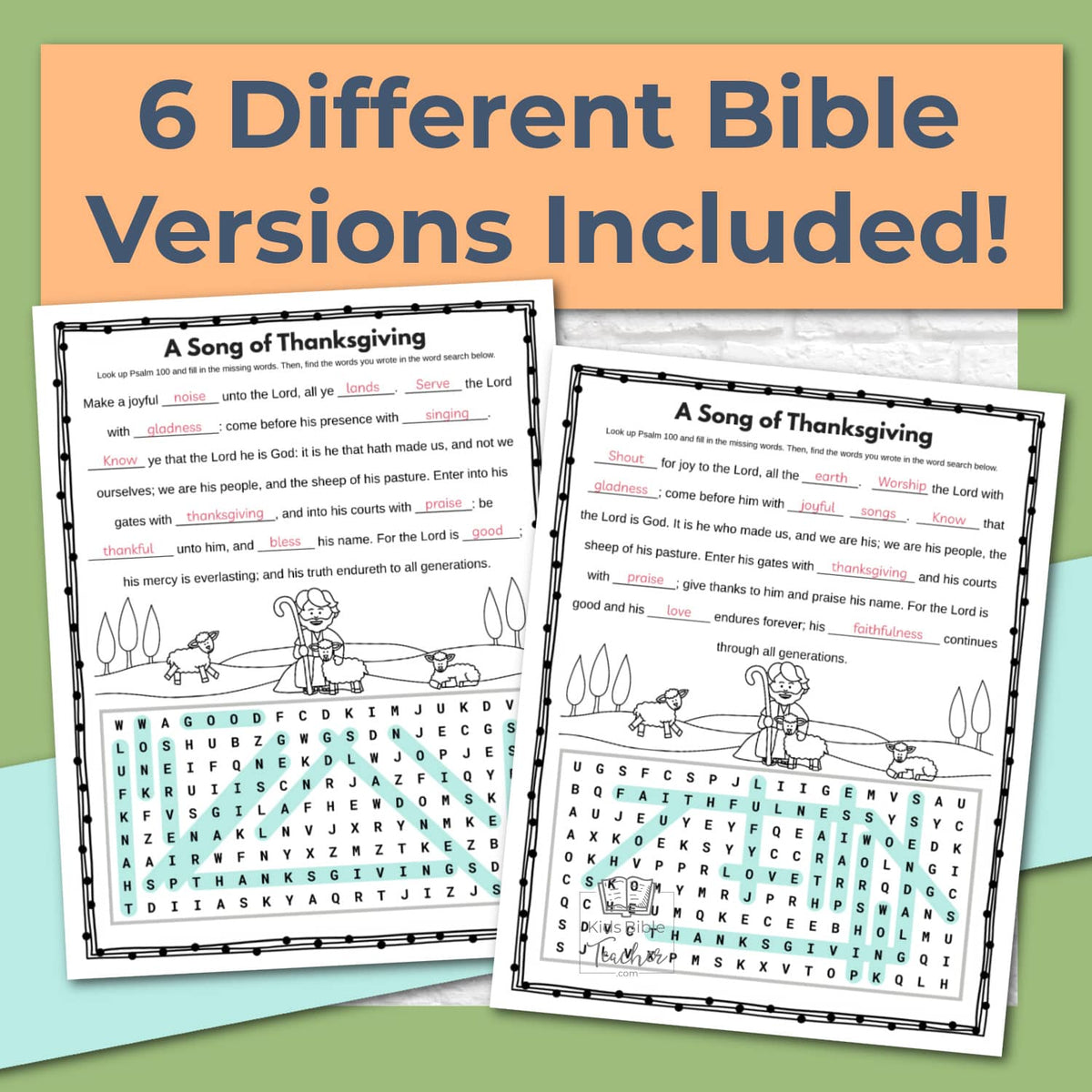 Thanksgiving Bible Activity Pages for Kids (2nd–6th Grades)