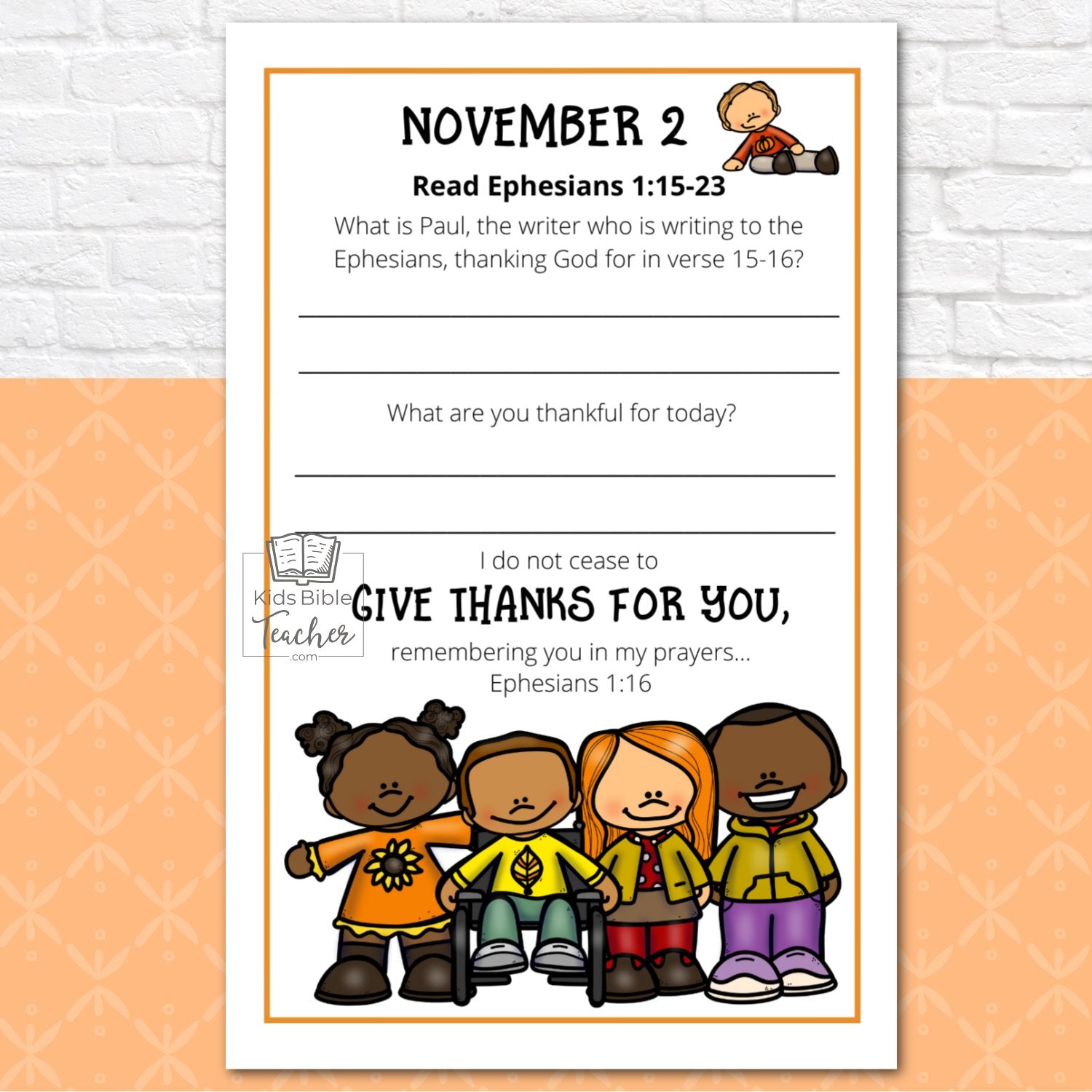 Gratitude Journal Pages with Thanksgiving Bible Verses, NOVEMBER Edition