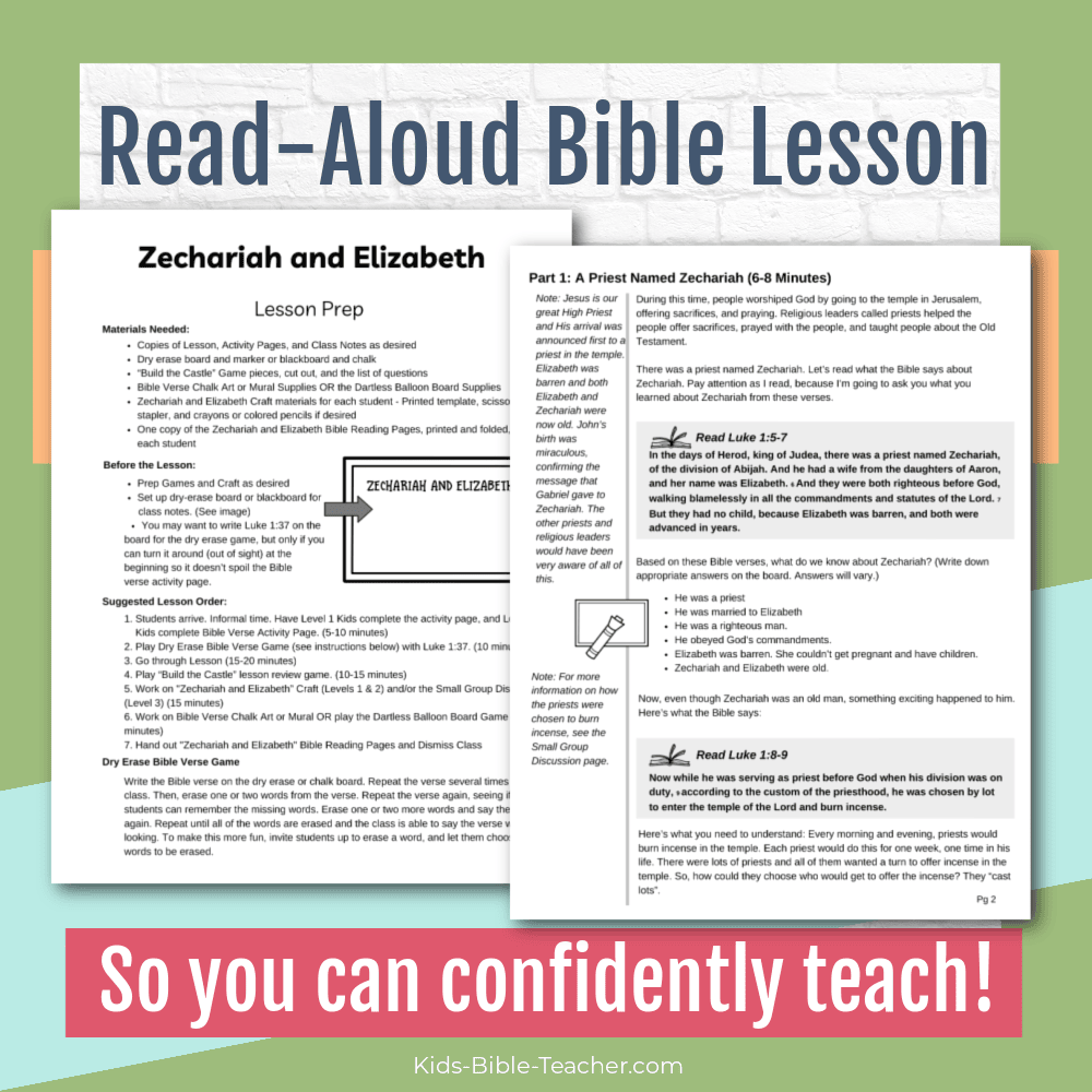 Zechariah & Elizabeth Complete Bible Lesson