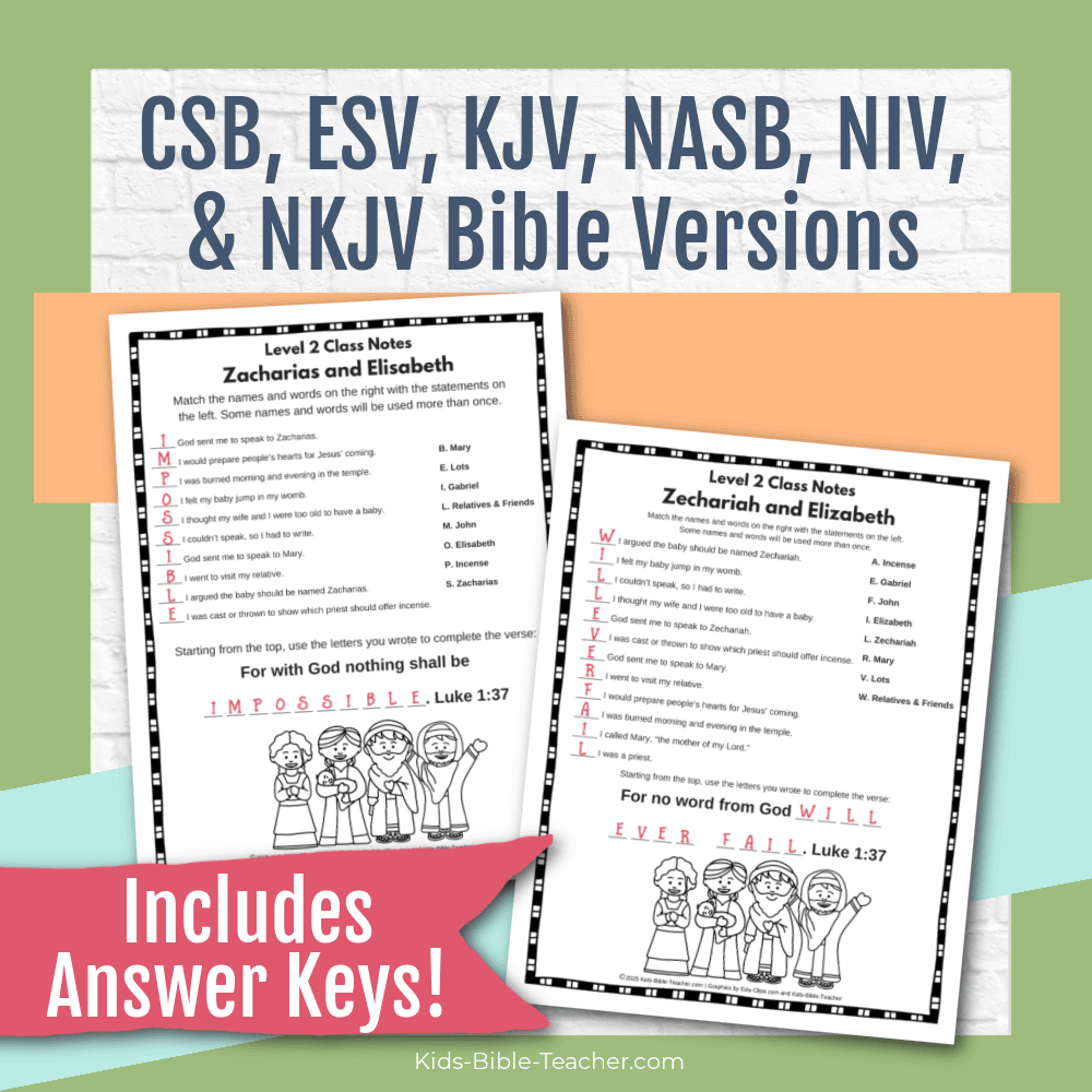 Zechariah & Elizabeth Complete Bible Lesson