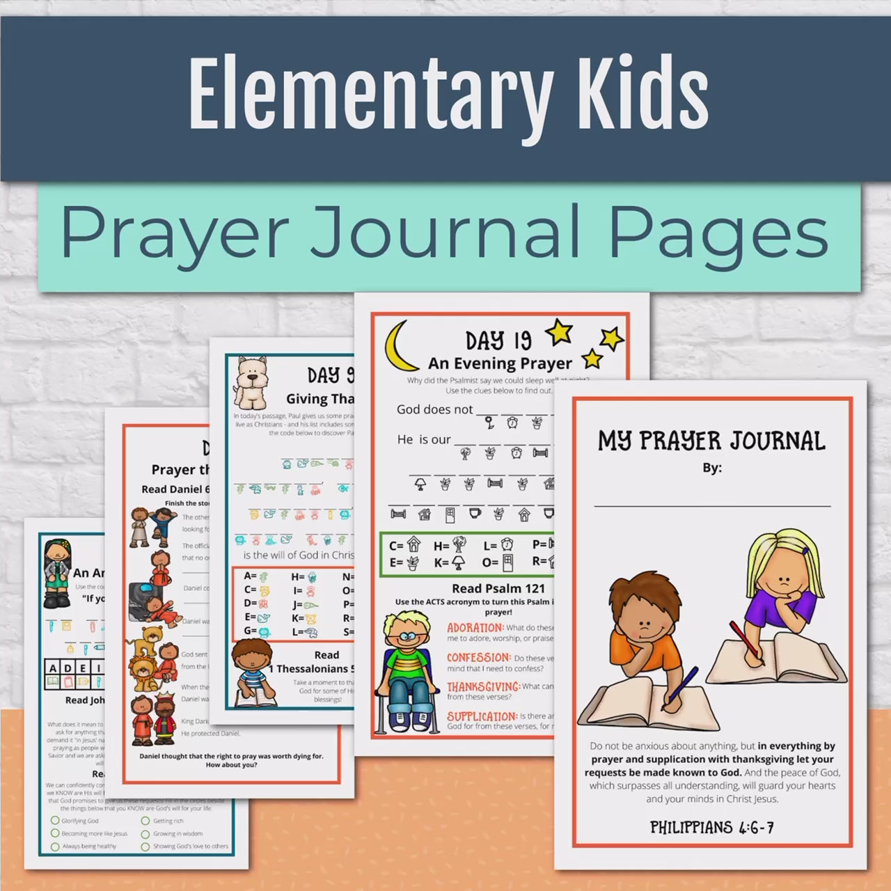 Prayer Journal Pages for Elementary Kids