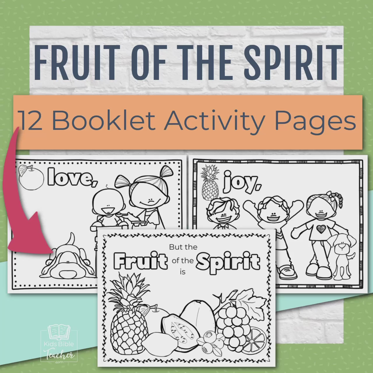 Fruit of the Spirit Activity Booklet Pages and Mini Cards in Black and White