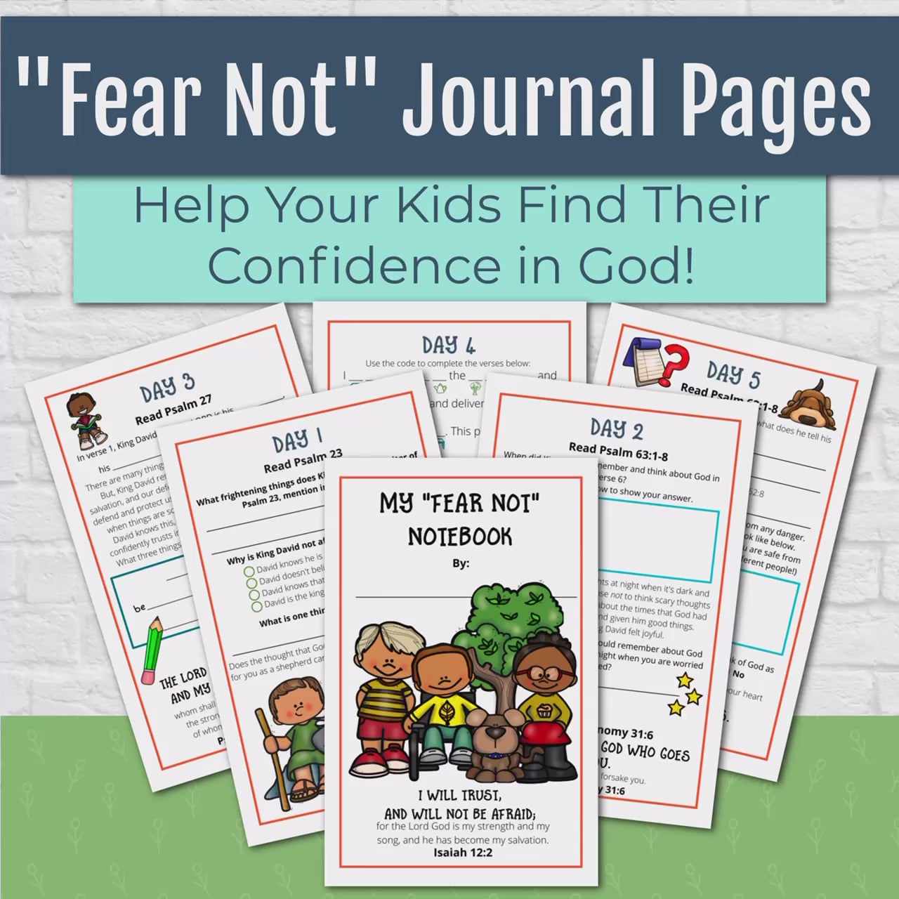 Fear Not Bible Reading Journal Pages for Elementary Kids
