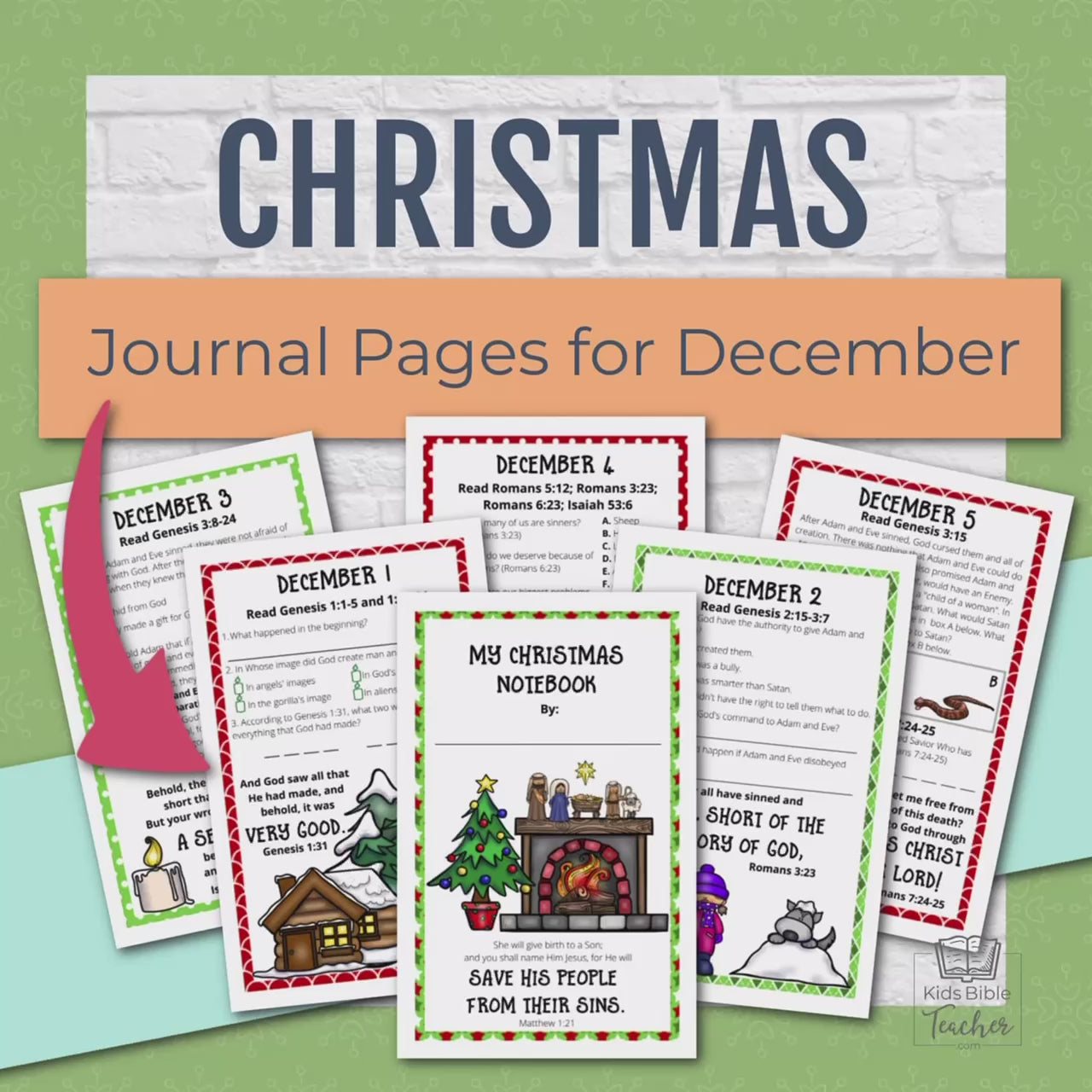December Journal Pages with Bible Verses - Christmas Journal Pages for Advent