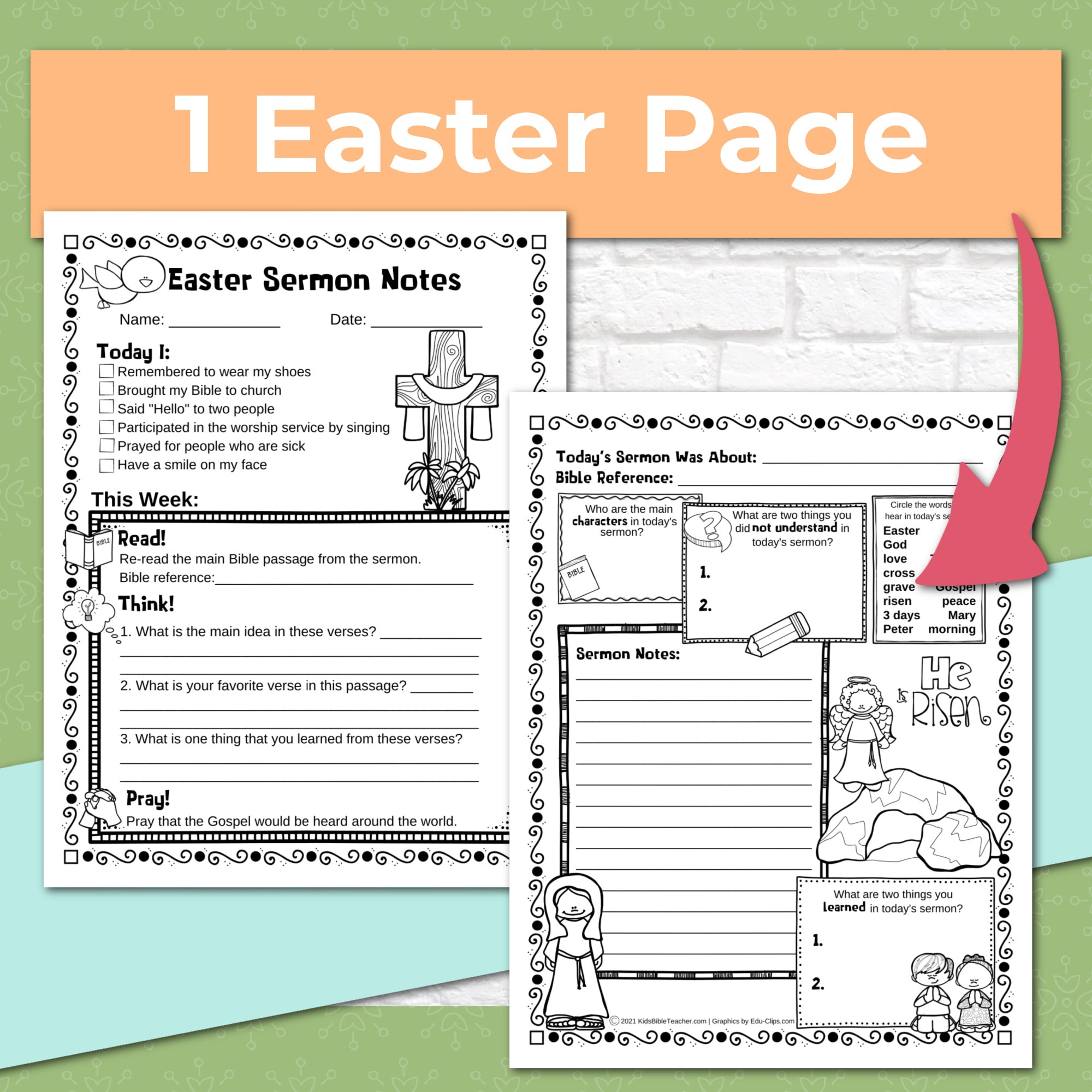 Seasonal and Holidays Sermon Notes Pack for Kids, Instant DIGITAL DOWNLOAD