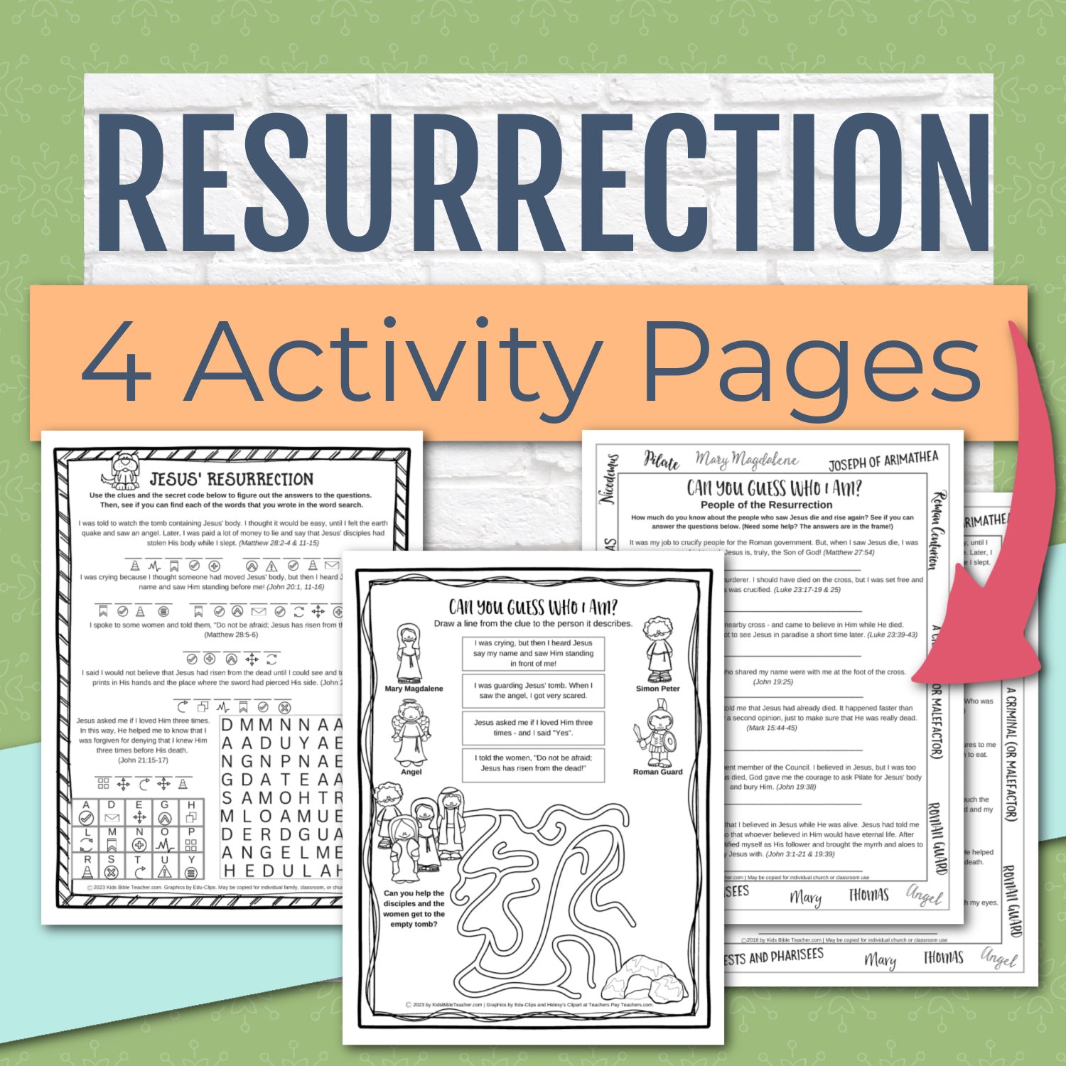 Jesus' Resurrection Activity Pages Easter Story Worksheets for Kids