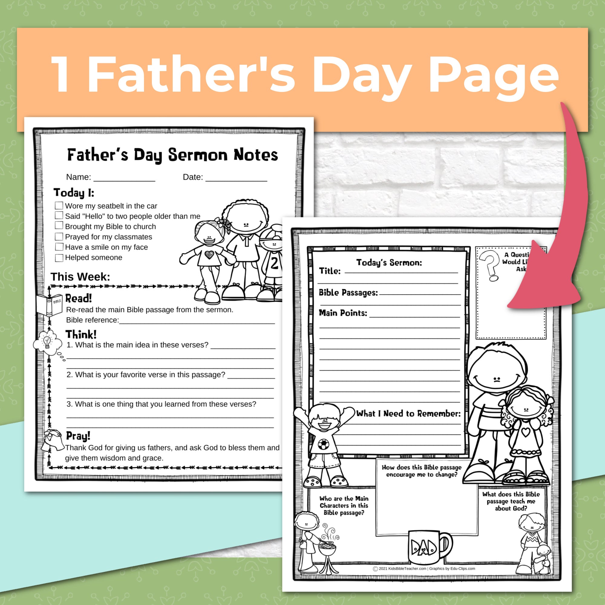 Seasonal and Holidays Sermon Notes Pack for Kids, Instant DIGITAL DOWNLOAD