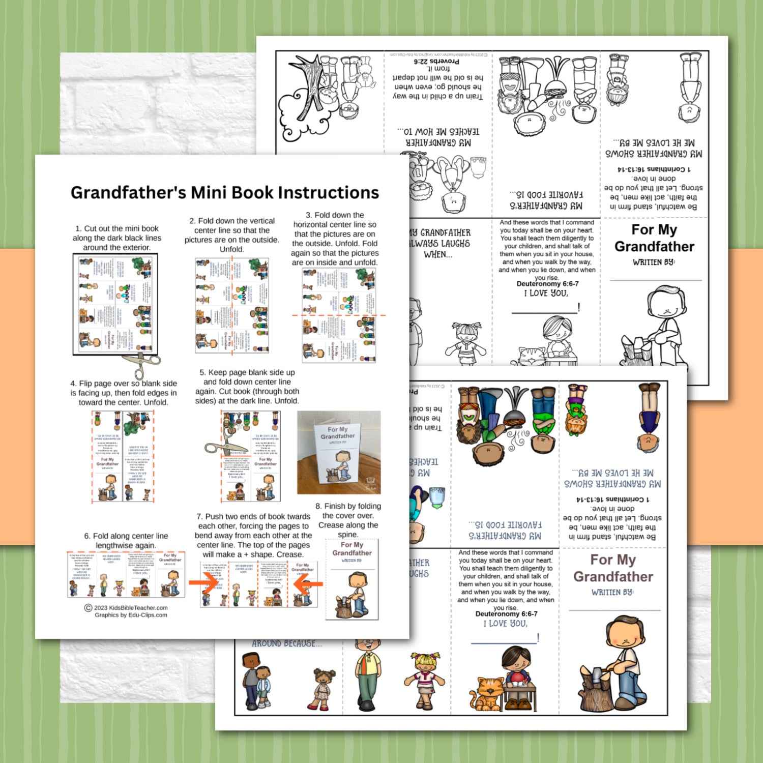 Grandfather Mini Book Craft with Bible Verses Activity for Grandparents Day