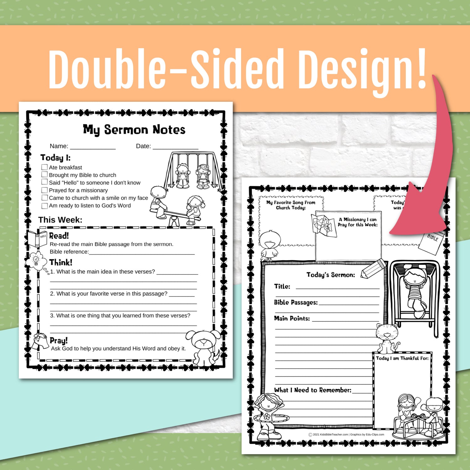 Seasonal and Holidays Sermon Notes Pack for Kids, Instant DIGITAL DOWNLOAD