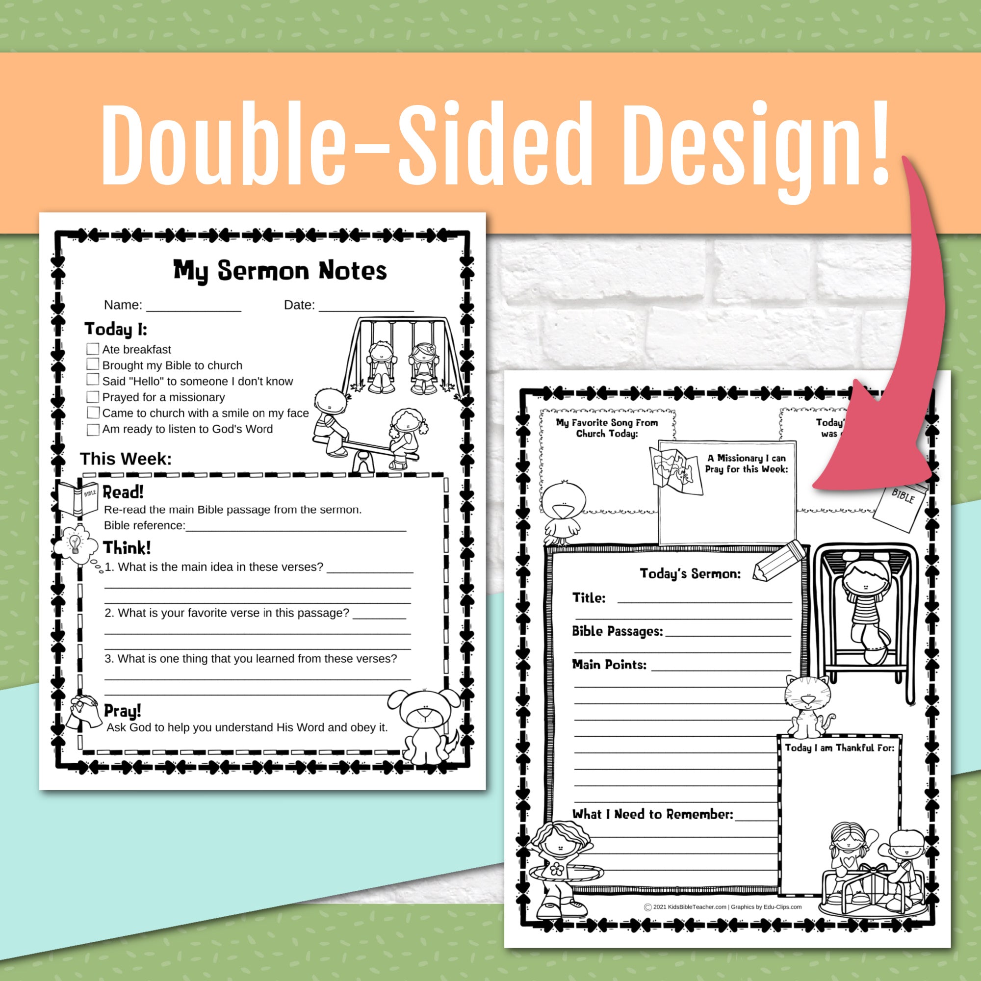 Seasonal and Holidays Sermon Notes Pack for Kids, Instant DIGITAL DOWNLOAD