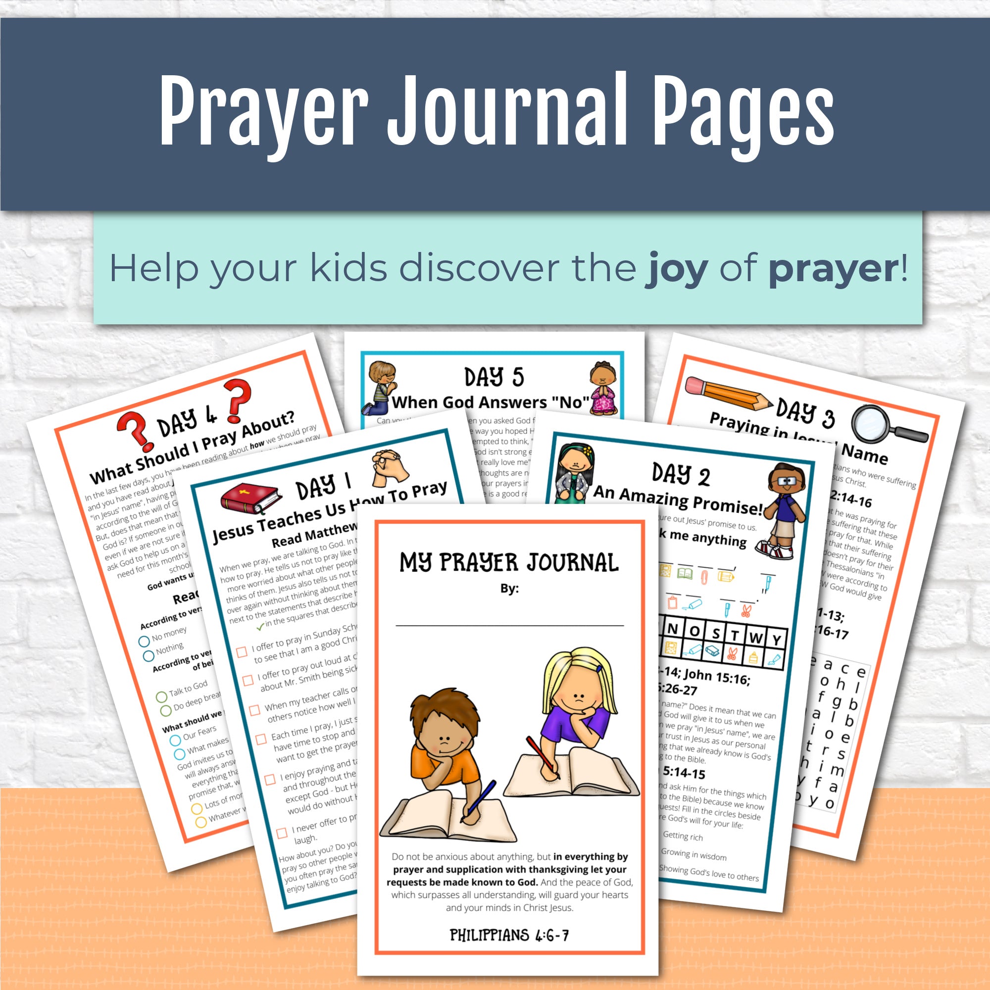 Prayer Journal Pages for Elementary Kids