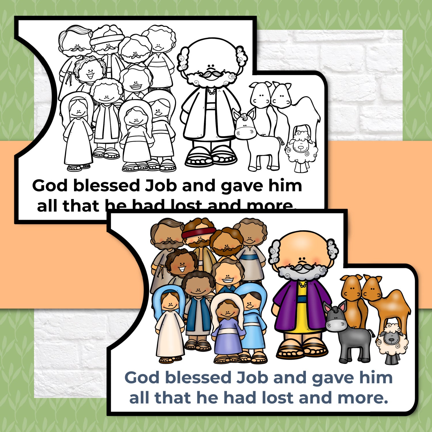 Job Bible Story Floor Puzzle and Mini Puzzle for 1st through 4rth Graders