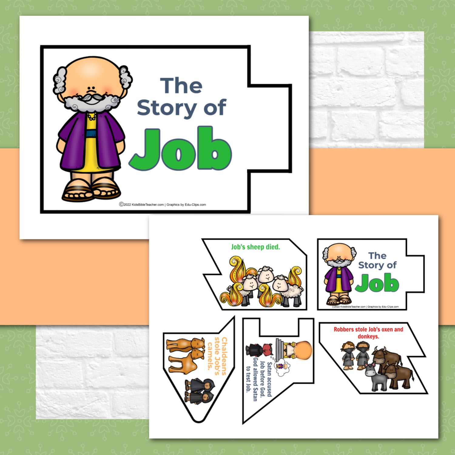 Job Bible Story Floor Puzzle and Mini Puzzle for 1st through 4rth Graders