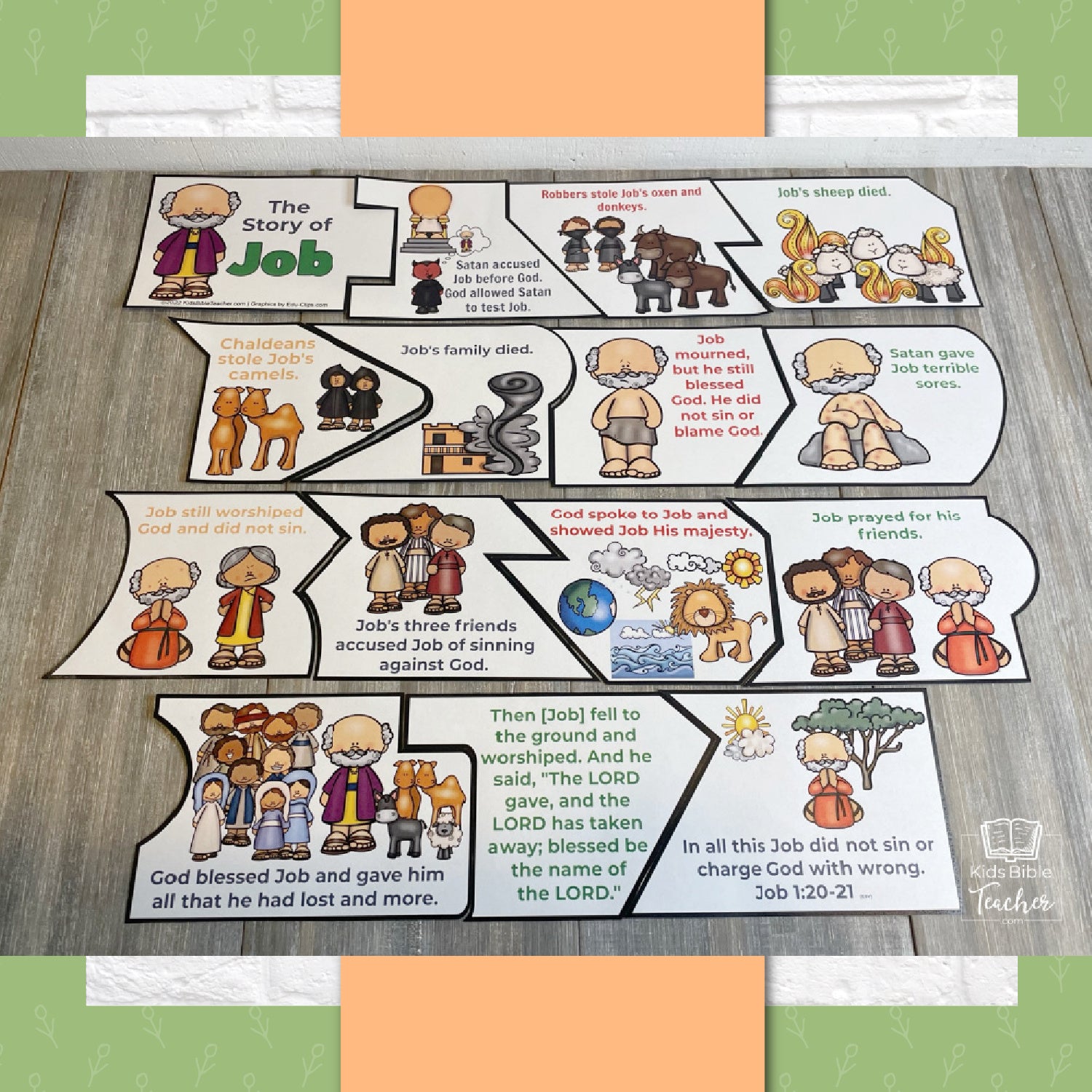 Job Bible Story Floor Puzzle and Mini Puzzle for 1st through 4rth Graders