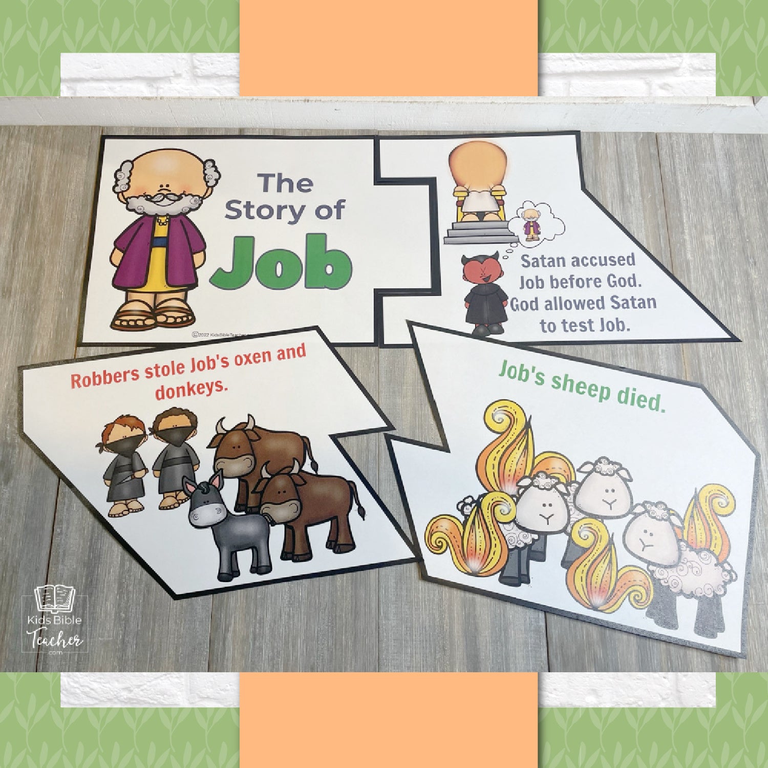 Job Bible Story Floor Puzzle and Mini Puzzle for 1st through 4rth Graders