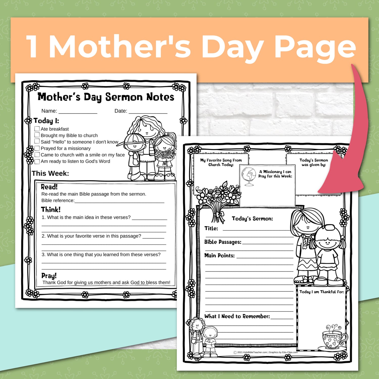 Seasonal and Holidays Sermon Notes Pack for Kids, Instant DIGITAL DOWNLOAD